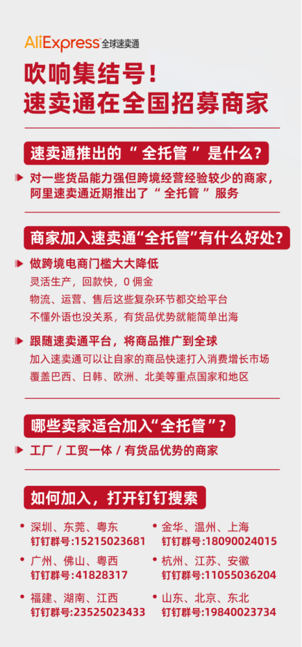 速卖通全托管推100场招商会 助力工厂企业出海拓市场